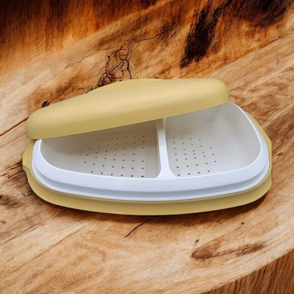 Tupperware Steamer Vegetable Rice Divider Harvest Gold 1273 1274 1275 Lot of 4 - Picture 1 of 12
